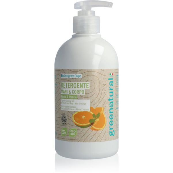 Greenatural Greenatural Liquid Soap tekoče milo za roke in telo Mint and Orange 500 ml