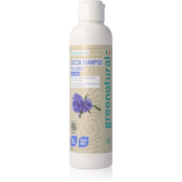 Greenatural Greenatural Shower Gel & Shampoo gel za prhanje in šampon 2v1 Linen and Rice 250 ml