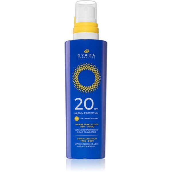 Gyada Cosmetics Gyada Cosmetics Solar Medium Protection zaščitno pršilo za obraz in telo SPF 20 200 ml