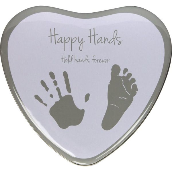 Happy Hands Happy Hands 2D Heart Silver/White set za odtis dojenčkovih dlani in stopal 3 x 15 x 16,5 cm 1 kos