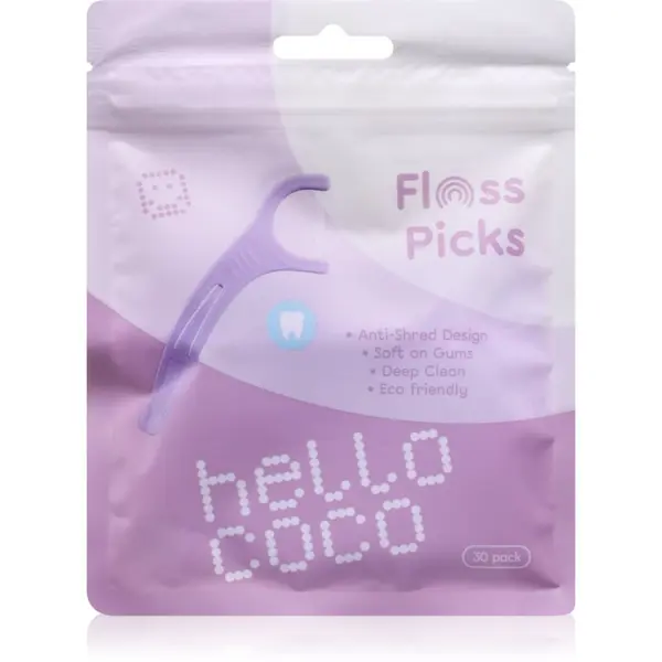 Hello Coco hello coco Floss Picks dentalni zobotrebci z zobno nitko 30 kos