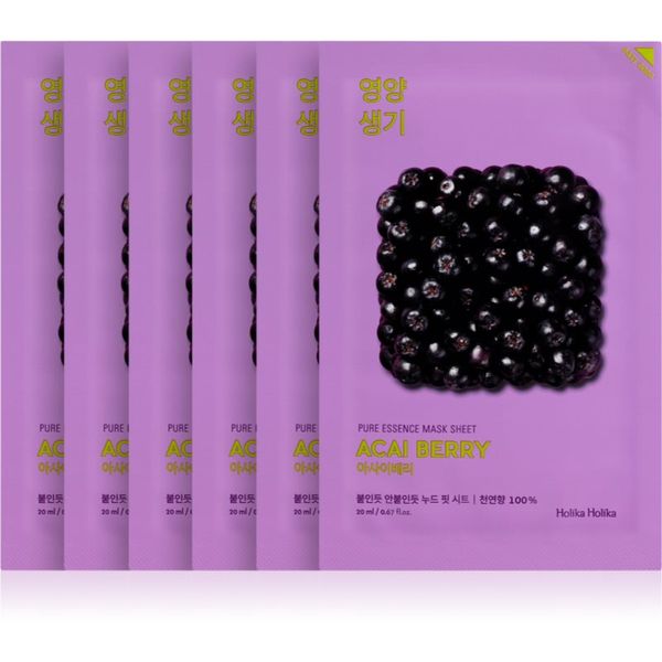 Holika Holika Holika Holika Pure Essence Acai Berry eksfoliacijska maska iz platna 5x20 ml