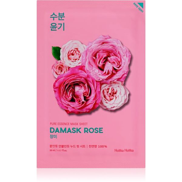 Holika Holika Holika Holika Pure Essence Damask Rose maska iz platna z vlažilnim in revitalizacijskim učinkom 20 ml