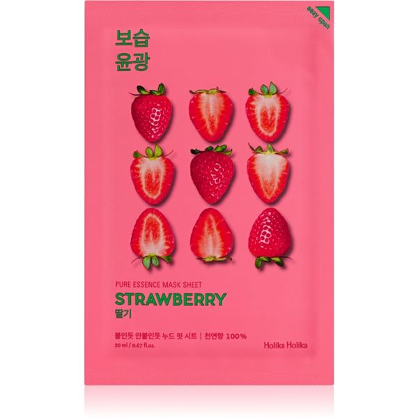 Holika Holika Holika Holika Pure Essence Strawberry revitalizacijska tekstilna maska za poenoten odtenek kože 23 ml