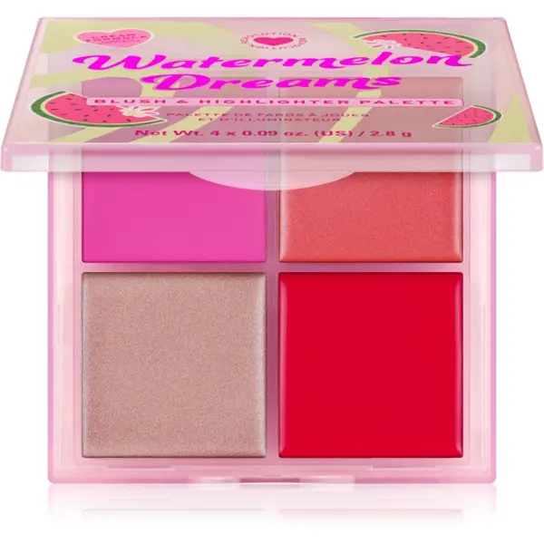 I Heart Revolution I Heart Revolution Watermelon Dreams Blush & Highlighter Quad paleta osvetljevalcev in rdečil 4x2.8 g