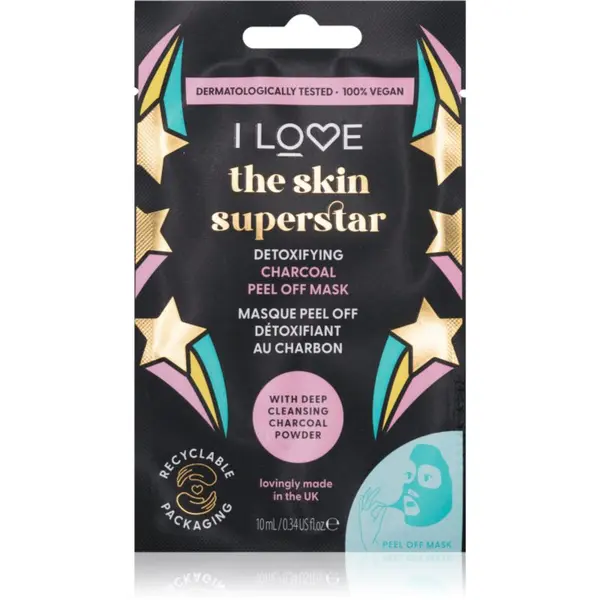 I Love I Love Skin Superstar čistilna in razstrupljevalna maska z aktivnim ogljem 10 ml