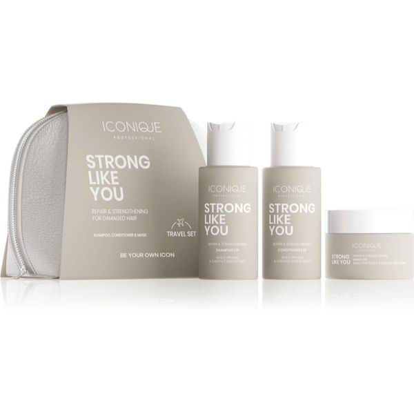 ICONIQUE Professional ICONIQUE Professional STRONG LIKE YOU Repair & Strengthening Set: Shampoo 70 ml, conditioner 70 ml & Potovalni set za poškodovane lase