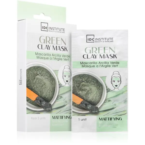 IDC INSTITUTE IDC Institute Green Clay Mask čistilna matirajoča maska z karitejevim maslom 3x8 g