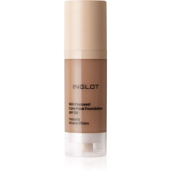 Inglot Inglot Skin Focused Care Face Foundation SPF 50 prekrivni tekoči puder SPF 50 odtenek Deep Amber 30 ml