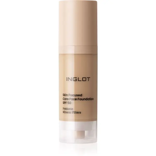 Inglot Inglot Skin Focused Care Face Foundation SPF 50 prekrivni tekoči puder SPF 50 odtenek Medium Olive 30 ml