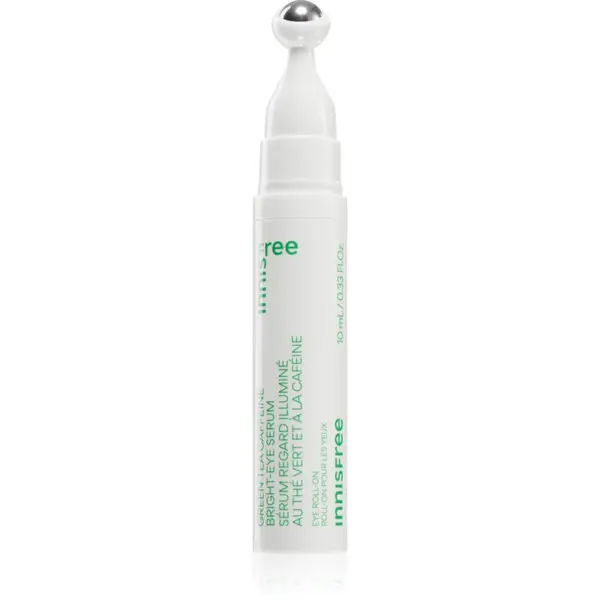 innisfree innisfree Green Tea Caffeine Bright-Eye Serum hladilni roll-on za predel okoli oči proti oteklinam in temnim kolobarjem 10 ml