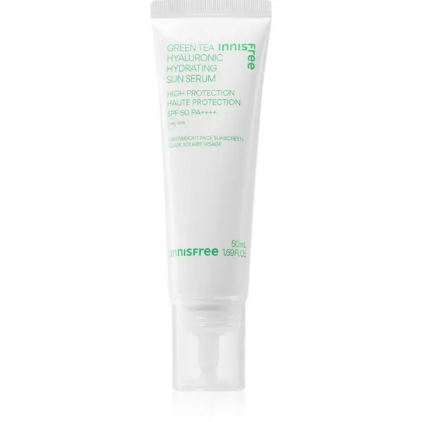 innisfree innisfree Green Tea Hyaluronic Sun Serum vlažilni zaščitni fluid s pomirjajočim učinkom SPF 50+ 50 ml
