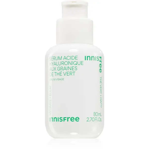 innisfree innisfree Green Tea Seed Hyaluronic Serum pomirjajoči serum za obraz za osvetljevanje kože in hidratacijo 80 ml