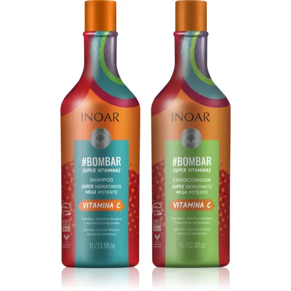 INOAR INOAR #Bombar Super Line Super Vitaminas set za lase z vitaminom C 2x1000 ml