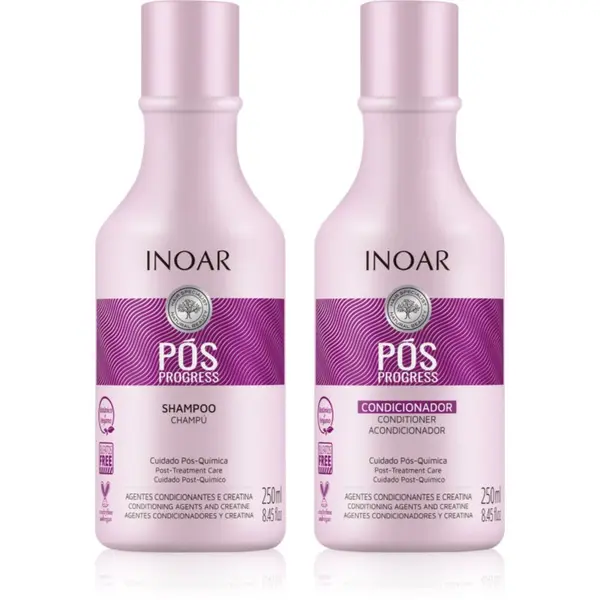 INOAR INOAR Pos Progress set za lase po keratinskem ravnanju ali nanoplastiki 2x250 ml