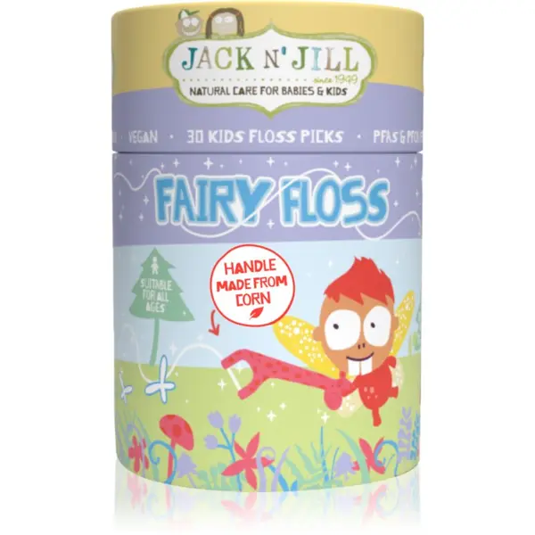Jack N’ Jill Jack N’ Jill Fairy Floss dentalni zobotrebci z zobno nitko za otroke 30 kos