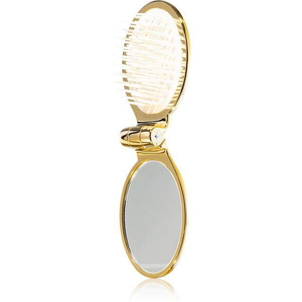 Janeke Janeke Gold Line Golden Folding Hair-Brush with Mirror glavnik za lase z ogledalom 9,5 x 5,5 x 3,5 cm