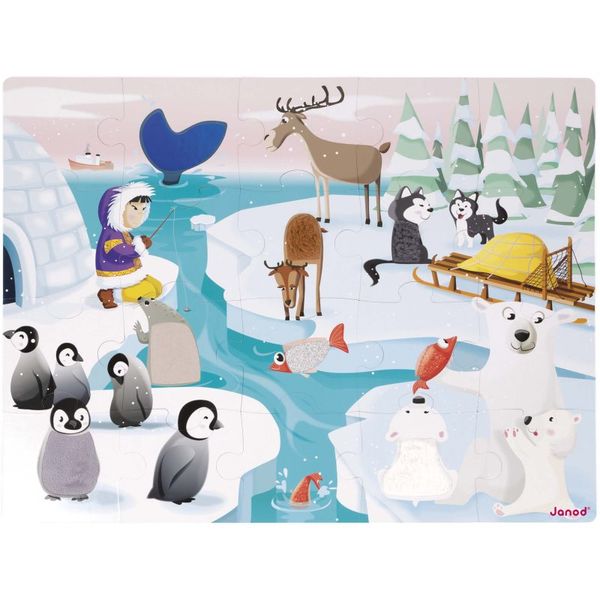 Janod Janod Tactile Puzzle sestavljanka Life On The Ice 2 y+ 20 kos