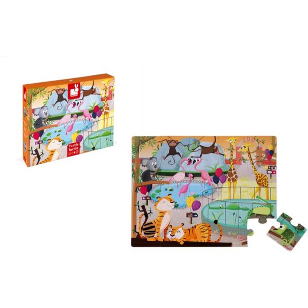 Janod Janod Tactile Puzzle sestavljanka ZOO 2 y+ 20 kos