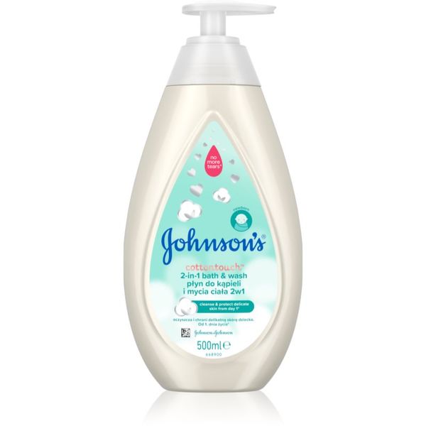 Johnson's® Johnson's® Cottontouch peneča kopel in gel za umivanje 2 v 1 za otroke 500 ml