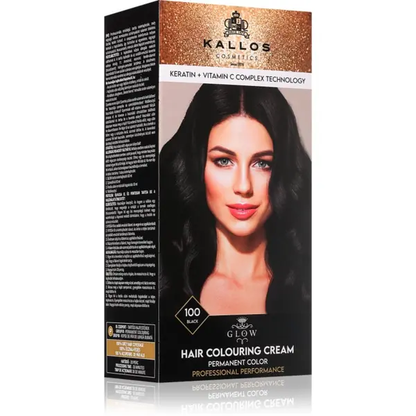 Kallos Kallos Glow Lasting Cream Colour permanentna barva za lase odtenek Black 60 ml