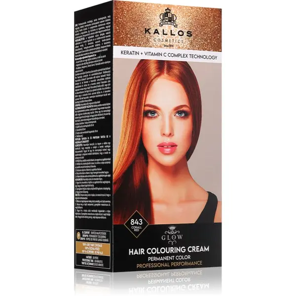 Kallos Kallos Glow Lasting Cream Colour permanentna barva za lase odtenek Corall Red 60 ml