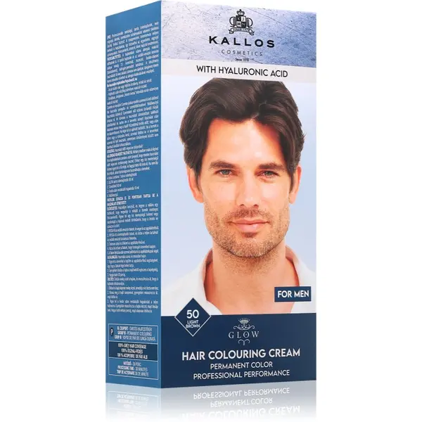 Kallos Kallos Glow Lasting Cream Colour permanentna barva za lase za moške odtenek Light Brown 60 ml