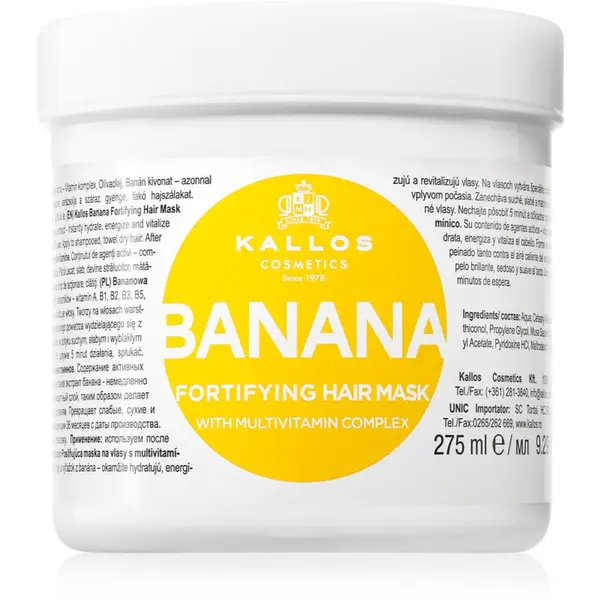 Kallos Kallos KJMN Professional Banana maska za okrepitev las z multivitaminskim kompleksom 275 ml