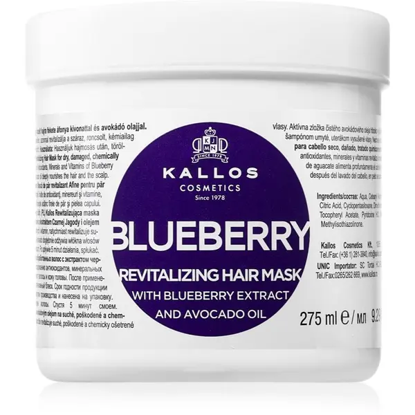 Kallos Kallos KJMN Professional Blueberry revitalizacijska maska za suhe, poškodovane, kemično obdelane lase 275 ml