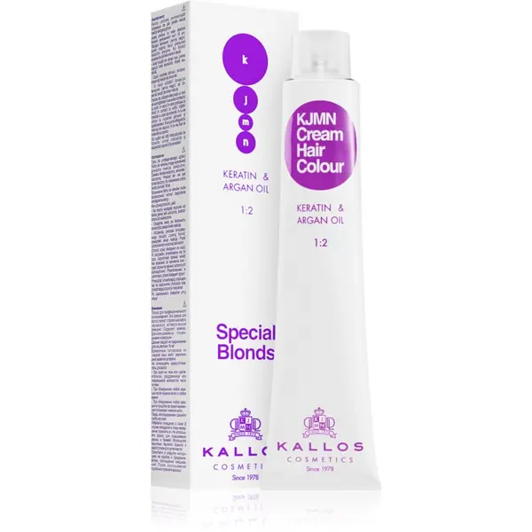Kallos Kallos KJMN Professional Cream Hair Colour Keratin & Argan Oil barva za lase odtenek 90.02 Violet Blond 100 ml