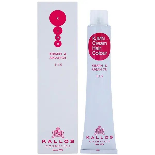 Kallos Kallos KJMN Professional Cream Hair Colour Keratin & Argan Oil barva za lase s keratinom in arganovim oljem odtenek 1.0 Black 100 ml