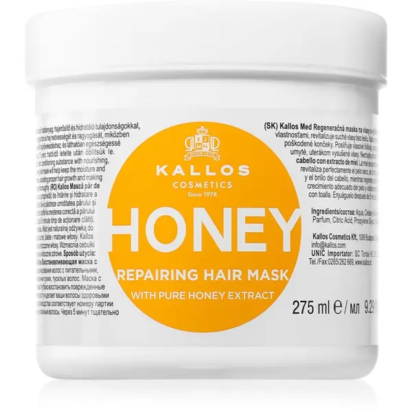 Kallos Kallos KJMN Professional Honey intenzivna vlažilna maska za suhe in poškodovane lase 275 ml