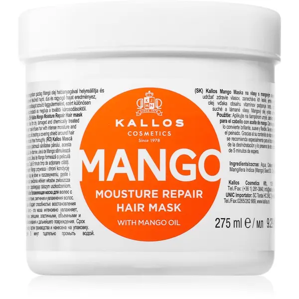 Kallos Kallos KJMN Professional Mango maska za okrepitev las z mangovim oljem 275 ml