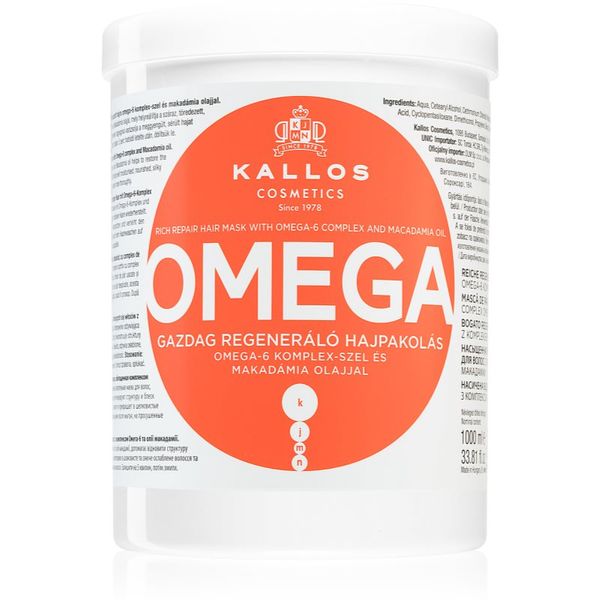 Kallos Kallos Omega hranilna maska za lase z omega-6 kompleksom in makadamijevim oljem 1000 ml