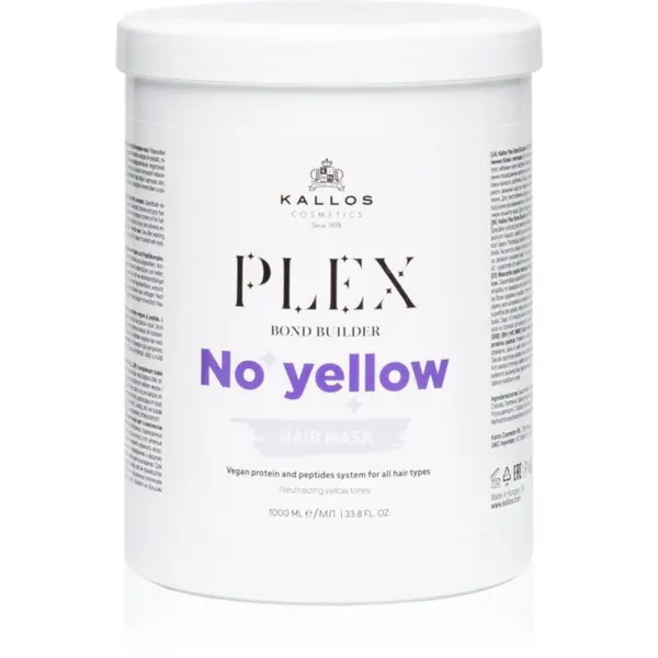 Kallos Kallos Plex No Yellow maska za lase za nevtralizacijo rumenih odtenkov 1000 ml