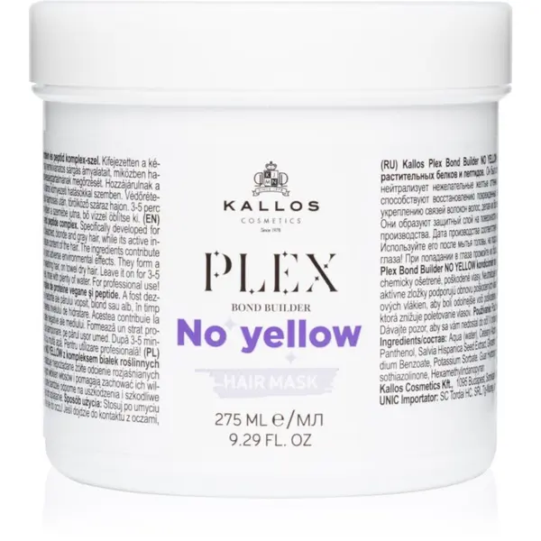 Kallos Kallos Plex No Yellow maska za lase za nevtralizacijo rumenih odtenkov 275 ml