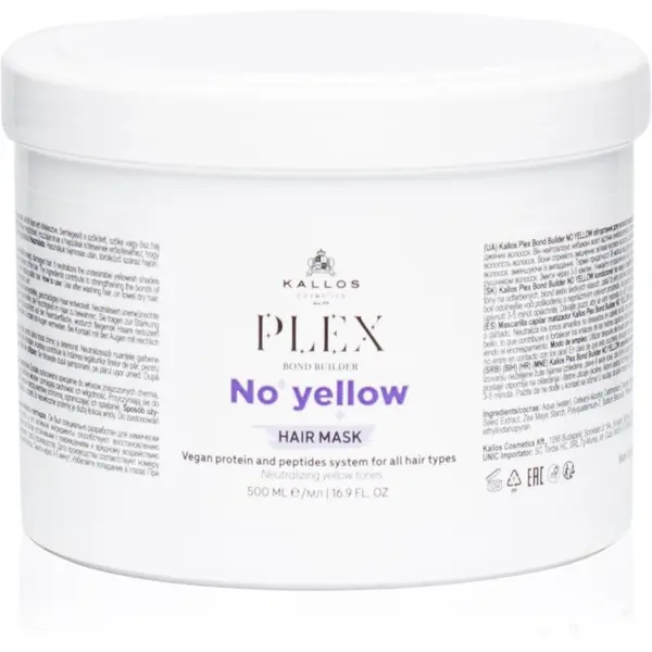 Kallos Kallos Plex No Yellow maska za lase za nevtralizacijo rumenih odtenkov 500 ml