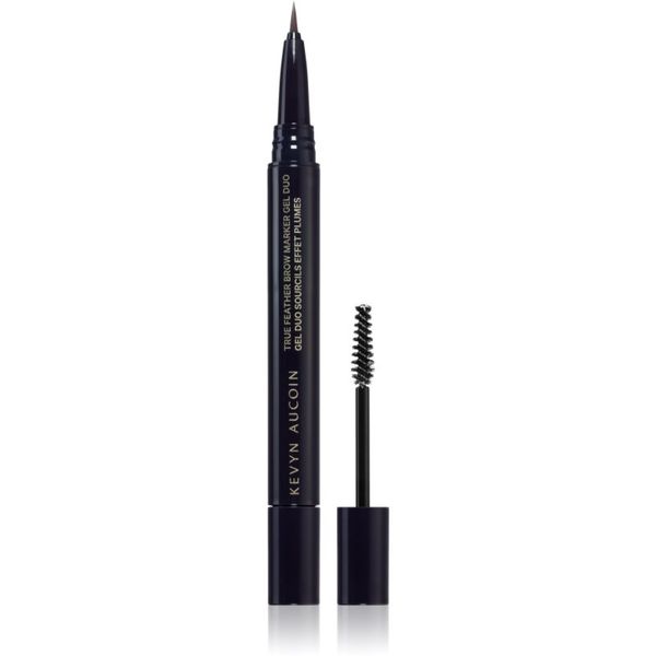 Kevyn Aucoin Kevyn Aucoin True Feather Brow Marker Gel Duo tekoče črtalo za obrvi s krtačko odtenek Brunette 0,4 ml