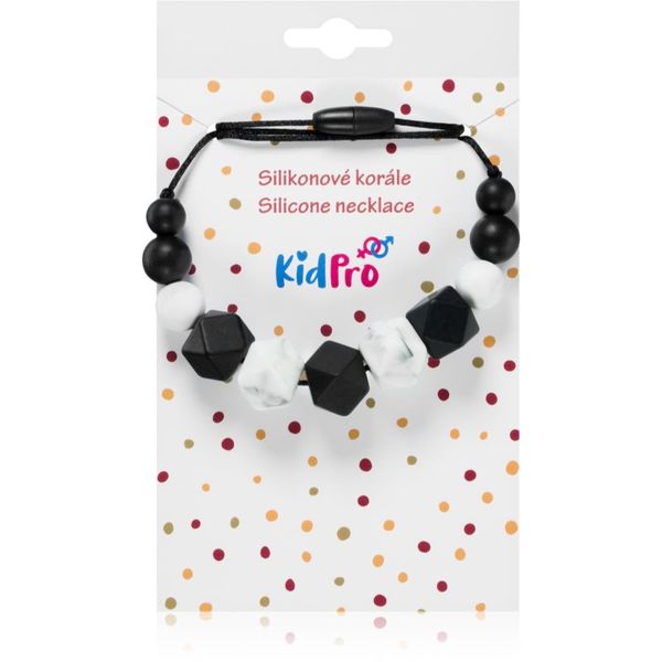 KidPro KidPro Silicone Necklace grizalne kroglice Black & White 1 kos