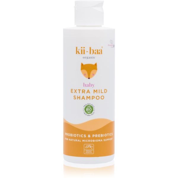kii-baa® organic kii-baa® organic Baby Extra Mild Shampoo nežni šampon s probiotiki in prebiotiki za otroke od rojstva 200 ml