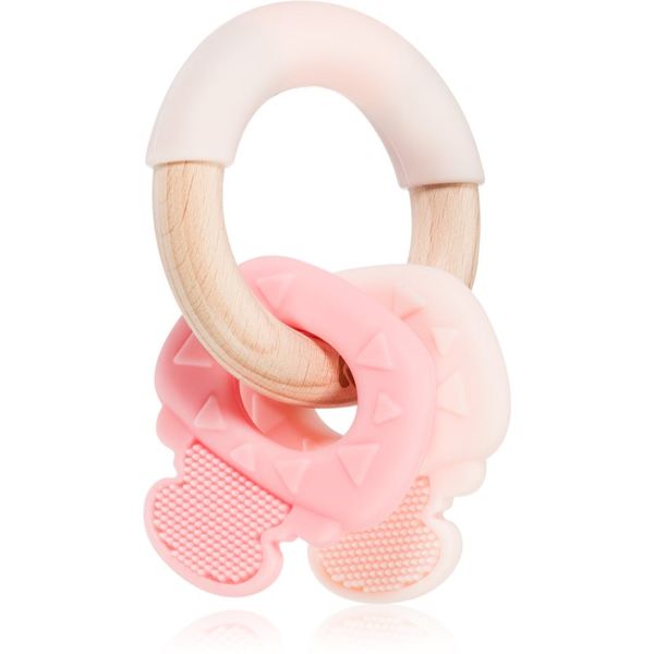 Kikkaboo Kikkaboo Silicone and Wood Teether Keys grizalo Pink 1 kos