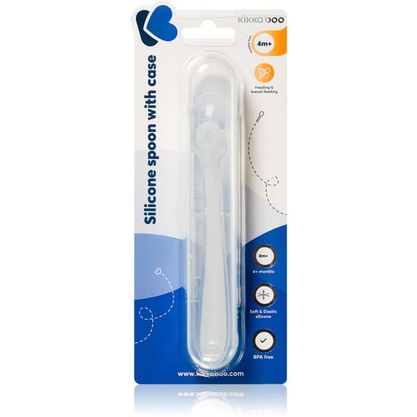 Kikkaboo Kikkaboo Silicone Spoon in a Case žlička z etuijem 4 m+ Blue 1 kos