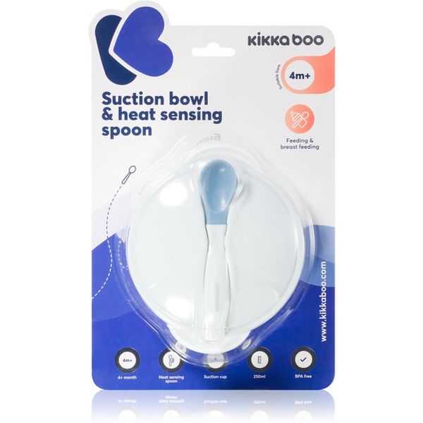 Kikkaboo Kikkaboo Suction Bowl & Heat Sensing Spoon jedilni set 4 m+ Blue 2 kos