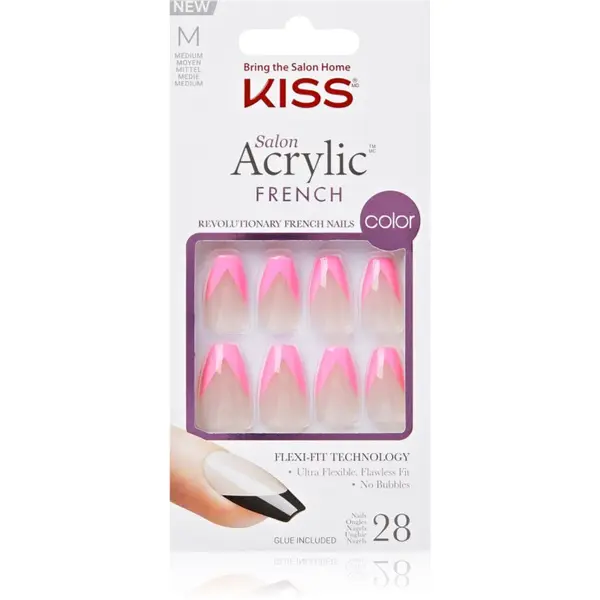 KISS KISS Acrylic French Color umetni nohti Squared 28 kos
