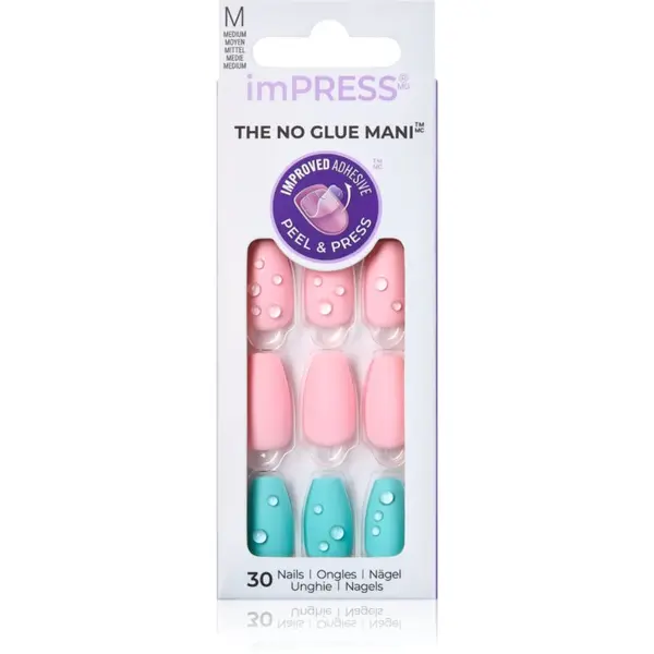 KISS KISS imPRESS The No Glue Mani Medium umetni nohti Dew Drop 30 kos