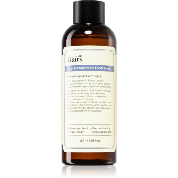 Klairs Klairs Supple Preparation Facial Toner vlažilni tonik, ki uravnava pH kože 180 ml