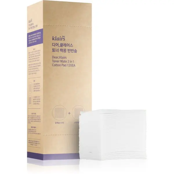 Klairs Klairs Supple Preparation Toner Mate Cotton Pad Bombažne blazinice za odstranjevanje ličil in čiščenje obraza 120 kos