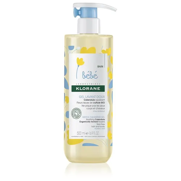 Klorane Klorane Bébé Calendula nežni gel za umivanje za otroke od rojstva z dozirno črpalko 500 ml