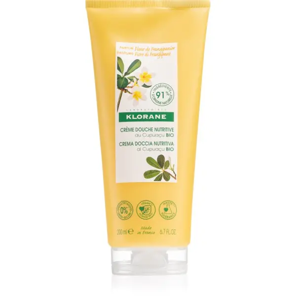 Klorane Klorane Cupuaçu Bio Fleur de Frangipanier hranilni gel za prhanje 200 ml