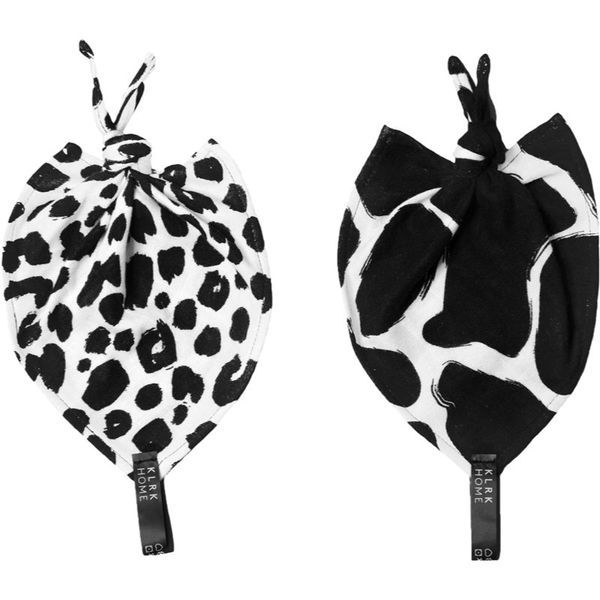 KLRK Home KLRK Home Wild B&W Leopard&Giraffe ninica z vozlom 26x26 cm 2 kos